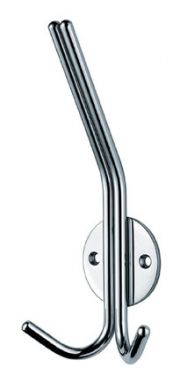 Click Here To Enlarge This Photo Of HCH1014BSS - Carlisle Brass Eurospec 180mm Hat & Double Coat Hook on 47mm Dia Rose Bright Stainless Steel
