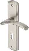 CEN1000-SN Heritage Brass Door Handle Lever Lock Centaur Design Satin Nickel Finish