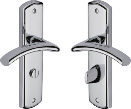 Click Here To Enlarge This Photo Of CEN1030-PC Heritage Brass Door Handle For Bathroom Centaur Design Polished Chrome Finish
