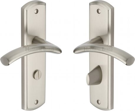 Click Here To Enlarge This Photo Of CEN1030-SN Heritage Brass Door Handle For Bathroom Centaur Design Satin Nickel Finish