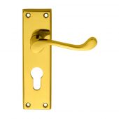 DL54Y - Carlisle Brass Victorian Scroll Lever on Euro Profile Lock Backplate (47.5mm c/c) Polished Brass