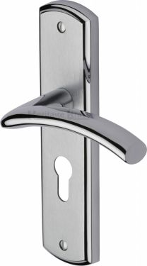 Click Here To Enlarge This Photo Of CEN1048-AP Heritage Brass Door Handle For Euro Profile Plate Centaur Design Apollo Finish