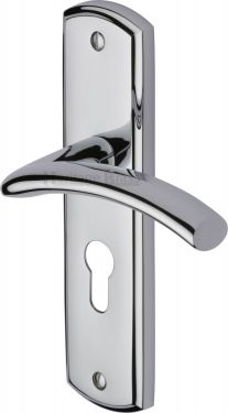 Click Here To Enlarge This Photo Of CEN1048-PC Heritage Brass Door Handle For Euro Profile Plate Centaur Design Polished Chrome Finish
