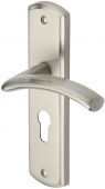 CEN1048-SN Heritage Brass Door Handle For Euro Profile Plate Centaur Design Satin Nickel Finish