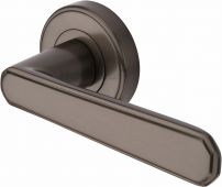 CEN1924-MB Heritage Brass Door Handle Lever Latch on Round Rose Century Design Matt Bronze Finish