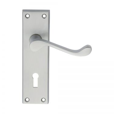 Click Here To Enlarge This Photo Of DL54SC - Carlisle Brass Victorian Scroll Lever on Lock Backplate Satin Chrome