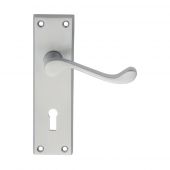 DL54SC - Carlisle Brass Victorian Scroll Lever on Lock Backplate Satin Chrome