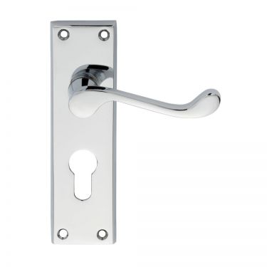 Click Here To Enlarge This Photo Of DL54YCP - Carlisle Brass Victorian Scroll Lever on Euro Profile Lock Backplate (47.5mm c/c) Polished Chrome