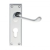 DL54YCP - Carlisle Brass Victorian Scroll Lever on Euro Profile Lock Backplate (47.5mm c/c) Polished Chrome