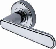 CEN1924-PC Heritage Brass Door Handle Lever Latch on Round Rose Century Design Polished Chrome Finish