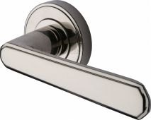 CEN1924-PNF Heritage Brass Door Handle Lever Latch on Round Rose Century Design Polished Nickel Finish