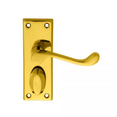 Click Here To Enlarge This Photo Of DL55WC - Carlisle Brass Victorian Scroll Lever on Privacy Backplate Polished Brass