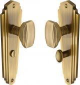 CHA1930-AT Heritage Brass Mortice Knob on Bathroom Plate Charlston Design Antique Brass Finish