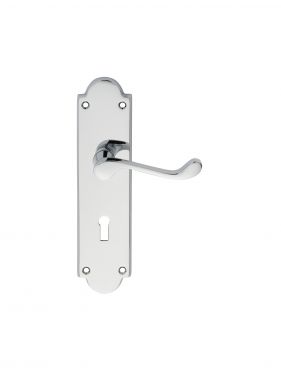Click Here To Enlarge This Photo Of M68CP - Carlisle Brass Victorian Shaped Scroll Lever Lock Furniture Polished Chrome