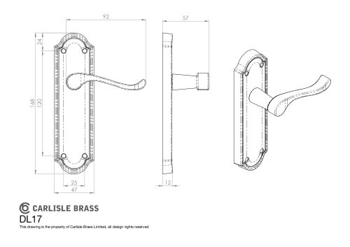 Click Here To Enlarge This Photo Of DL17CP - Carlisle Brass 'Ashtead' Lever Lock Furniture Polished Chrome