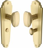 CHA1930-SB Heritage Brass Mortice Knob on Bathroom Plate Charlston Design Satin Brass Finish