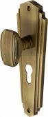 CHA1948-AT Heritage Brass Mortice Knob on Euro Profile Plate Charlston Design Antique Brass Finish