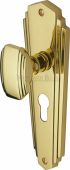 CHA1948-PB Heritage Brass Mortice Knob on Euro Profile Plate Charlston Design Polished Brass Finish