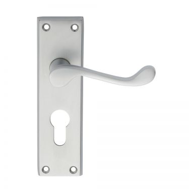 Click Here To Enlarge This Photo Of DL54YSC - Carlisle Brass Victorian Scroll Lever on Euro Profile Lock Backplate (47.5mm c/c) Satin Chrome