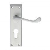 DL54YSC - Carlisle Brass Victorian Scroll Lever on Euro Profile Lock Backplate (47.5mm c/c) Satin Chrome