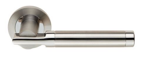 Click Here To Enlarge This Photo Of SWL1010DUO - Carlisle Brass Eurospec 'Berna' Lever on Round Rose Dual Finish (G304) Satin Stainless Steel/Polished Stainless Steel