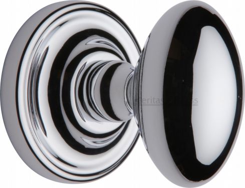 Click Here To Enlarge This Photo Of CHE7373-PC Heritage Brass Mortice Knob on Rose Chelsea Design Polished Chrome Finish