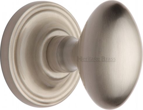 Click Here To Enlarge This Photo Of CHE7373-SN Heritage Brass Mortice Knob on Rose Chelsea Design Satin Nickel Finish