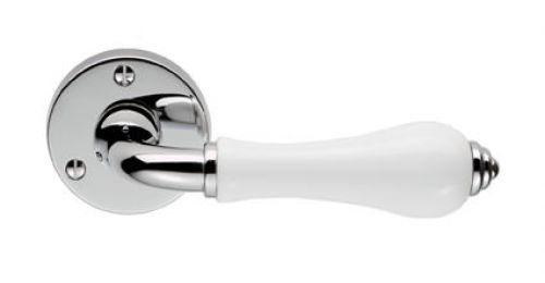 Click Here To Enlarge This Photo Of PLWCP - Carlisle Brass Porcelain Lever Furniture on Round Rose Polished Chrome