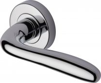 COL1762-PC Heritage Brass Door Handle Lever Latch on Round Rose Columbus Design Polished Chrome Finish