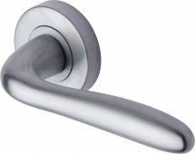 COL1762-SC Heritage Brass Door Handle Lever Latch on Round Rose Columbus Design Satin Chrome Finish
