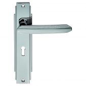 ADR011CP - Carlisle Brass Art Deco Lever on Lock Backplate Polished Chrome