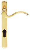 M140NP92RH - Carlisle Brass Narrow Plate Scroll Lever Furniture (92mm Centres - 123mm Screw Centres) Right Hand - Polished Brass