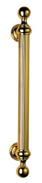 Click Here To Enlarge This Photo Of PF108 - Carlisle Brass Pull Handle Reeded Grip (Ornate) On Rose 335mm c/c Polished Brass