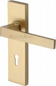 DEL6000-SB Heritage Brass Door Handle Lever Lock Delta Design Satin Brass Finish