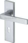 DEL6000-SC Heritage Brass Door Handle Lever Lock Delta Design Satin Chrome Finish