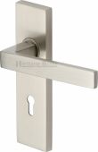 DEL6000-SN Heritage Brass Door Handle Lever Lock Delta Design Satin Nickel Finish