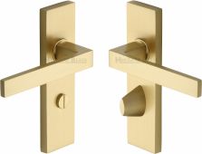 DEL6030-SB Heritage Brass Door Handle For Bathroom Delta Design Satin Brass Finish
