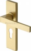 DEL6048-SB Heritage Brass Door Handle For Euro Profile Plate Delta Design Satin Brass Finish