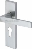 DEL6048-SC Heritage Brass Door Handle For Euro Profile Plate Delta Design Satin Chrome Finish