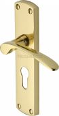 DIP7848-PB Heritage Brass Door Handle For Euro Profile Plate Diplomat Design Polished Brass Finish
