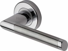 ELL4242-AP Heritage Brass Door Handle Lever Latch on Round Rose Ellipse Design Apollo Finish