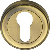 ERD7020-AT Heritage Brass Euro Profile Cylinder Escutcheon Antique Brass Finish