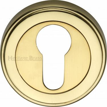 Click Here To Enlarge This Photo Of ERD7020-PB Heritage Brass Euro Profile Cylinder Escutcheon Polished Brass Finish