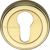 ERD7020-PB Heritage Brass Euro Profile Cylinder Escutcheon Polished Brass Finish