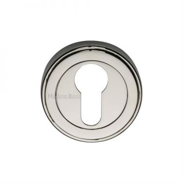 Click Here To Enlarge This Photo Of ERD7020-PNF Heritage Brass Euro Profile Cylinder Escutcheon Polished Nickel Finish