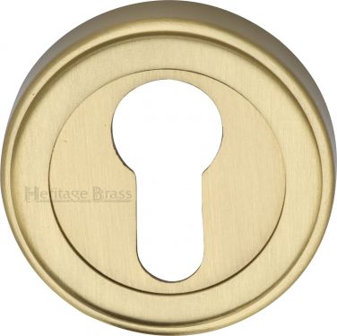 Click Here To Enlarge This Photo Of ERD7020-SB Heritage Brass Euro Profile Cylinder Escutcheon Satin Brass Finish