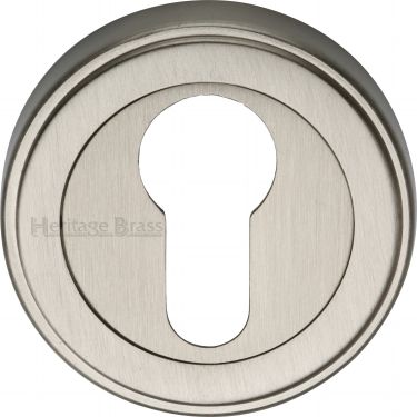 Click Here To Enlarge This Photo Of ERD7020-SN Heritage Brass Euro Profile Cylinder Escutcheon Satin Nickel Finish