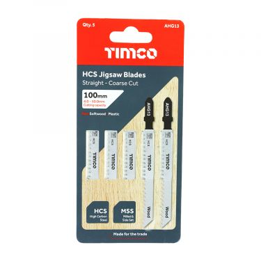 Click Here To Enlarge This Photo Of TIMCO AHG13 - 5pcs HCS Jigsaw Blades for Wood (T111C Bosch equiv.)