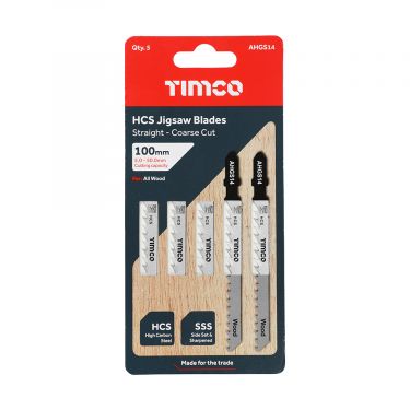 Click Here To Enlarge This Photo Of TIMCO AHGS14 - 5pcs HCS Jigsaw Blades for Wood (T144D Bosch equiv.)