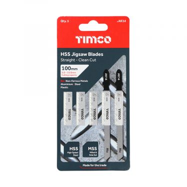 Click Here To Enlarge This Photo Of TIMCO AK14 - 5pcs HSS Jigsaw Blades for Metal (T127D Bosc equiv.)